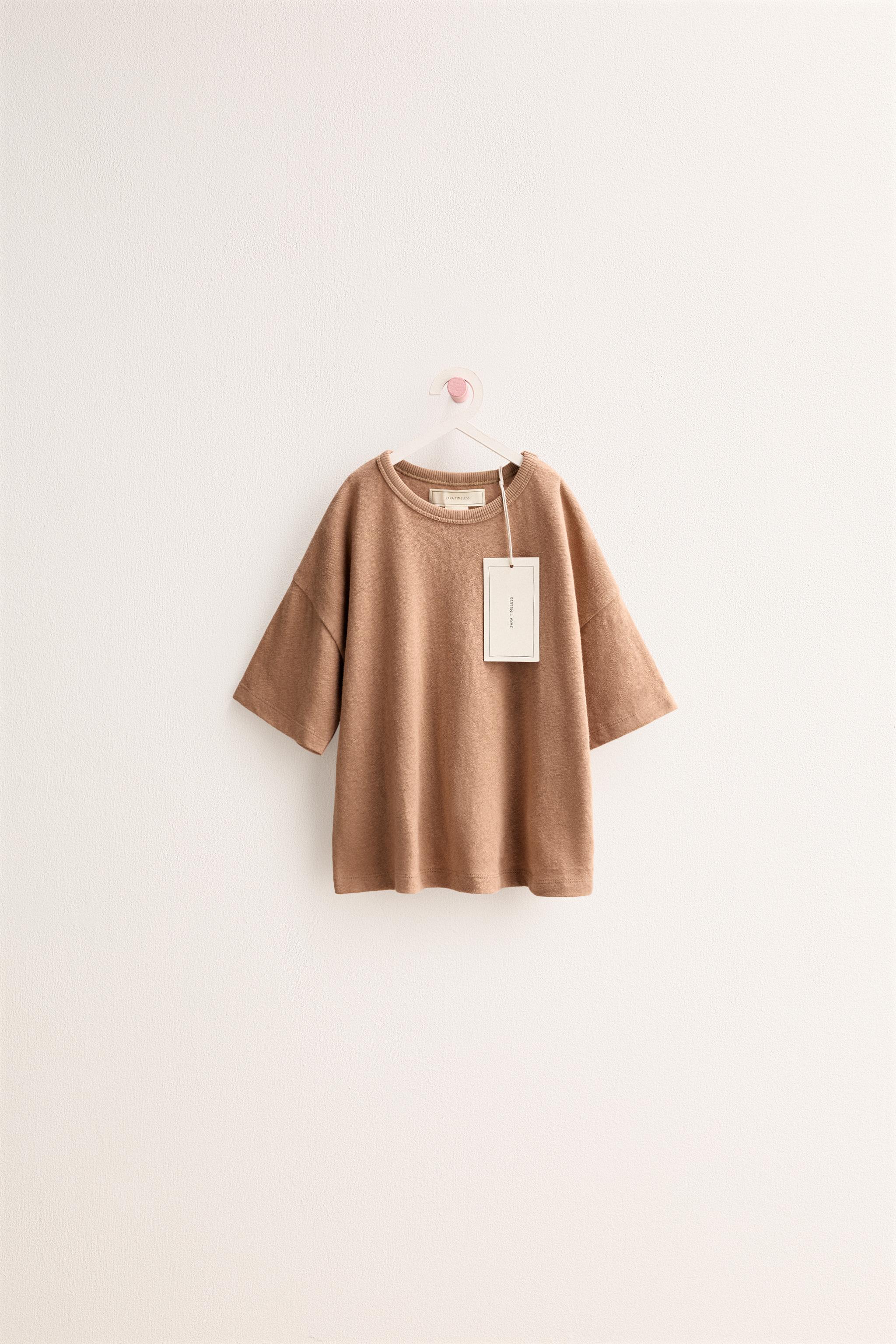 ZARA TIMELESS - PLAIN COTTON LINEN T-SHIRT